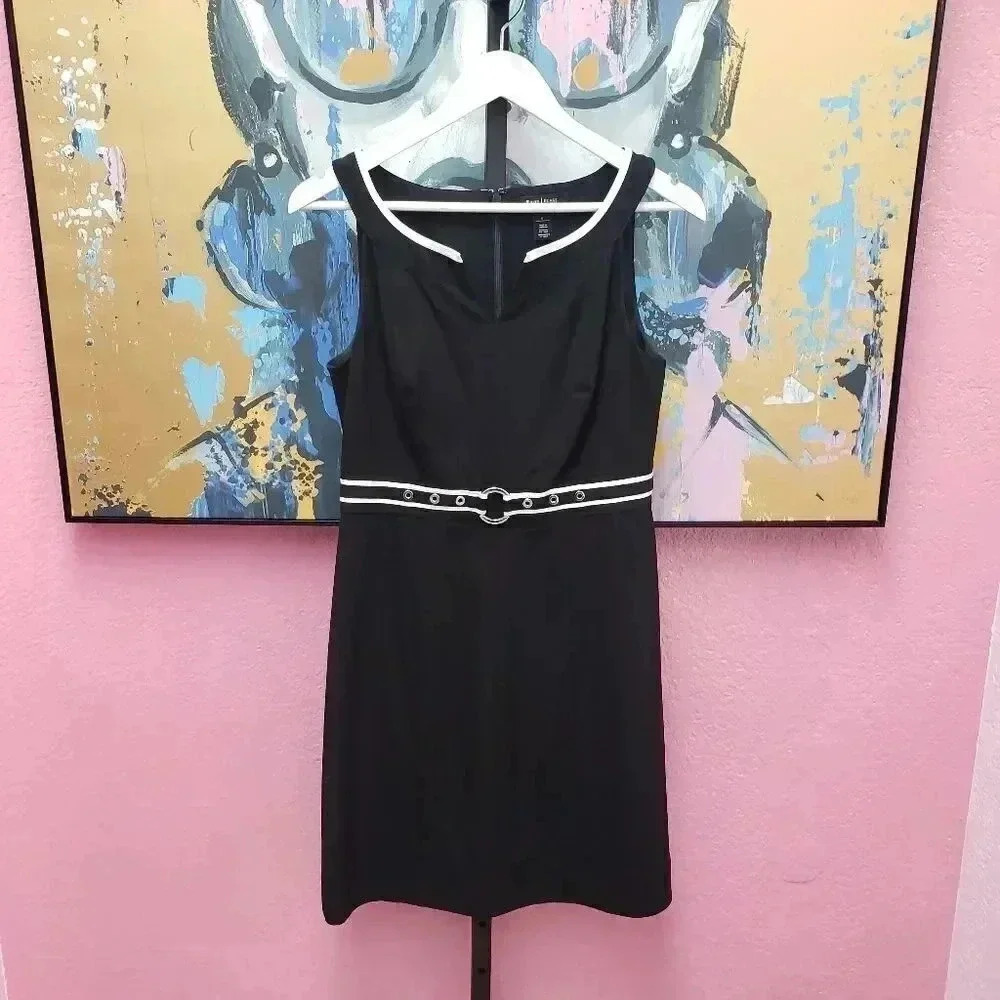 White House Black Market Black Dress w/Belted Waist